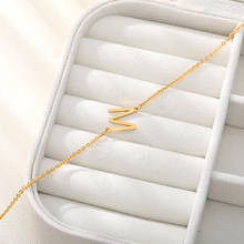 Pulseira de letra lateral de aço inoxidável, joia com corrente de ouro para fonte e pulseira feminina 2024 - compre barato