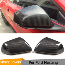 Колпачки из углеродного волокна для Ford Mustang Coupe Convertible 2-Door LHD 2015-2017, без поворота, боковые зеркальные колпачки 2024 - купить недорого