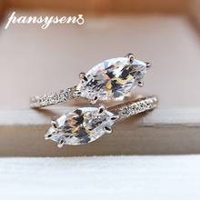 Pansysen classic 100% anel de prata esterlina 925, marquesa criada com diamante de moissanite, anéis de casamento e noivado, joia fina para presente 2024 - compre barato