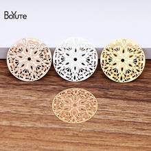 BoYuTe-Lámina de Metal de 28MM para fabricación de joyas, lámina de flores hueca redonda a la corrosión, accesorios hechos a mano, 50 unids/lote 2024 - compra barato