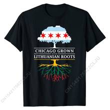 Chicago Grown With Lithuanian Roots - Lithuania T-Shirt Men Fashionable Normal Tees Cotton T Shirts Comfortable 2024 - buy cheap