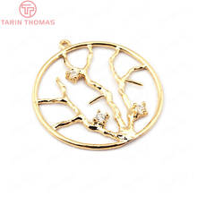 (33688)6PCS 24*22MM 24K Gold Color Brass with Zircon Round Tree Charms Pendants High Quality Diy Jewelry Findings Accessories 2024 - buy cheap