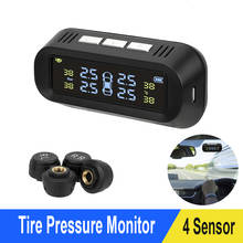 Sistema de monitoramento de pressão de pneus, dispositivo solar, monitoramento sem fio, com aviso de temperatura e 4 sensores 2024 - compre barato