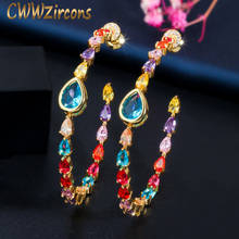 Csegzircons-brinco redondo elegante, anel ouro 585 graus, nas cores do arco-íris, cristal cz, bijuteria feminina, presente, cz641 2024 - compre barato
