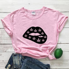 Camiseta feminina gráfica engraçada com lábios mordedores, camiseta de verão para mulheres, manga curta, tumblr, hipster, dropshipping 2024 - compre barato