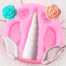 Unicorn Horn Ears Silicone Mold DIY Rose Flower Cupcake Topper Fondant Cake Decorating Tools Candy Clay Chocolate Gumpaste Mould 2024 - buy cheap