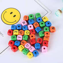 JunKang 50pcs diy children beaded accessories large hole 10mm square letter wooden high quality wo wood log for jewelry making 2024 - buy cheap