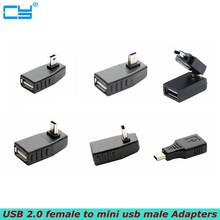 OTG Mini USB 5-pin male to USB female 90 degree connector data synchronization OTG adapter for car MP3 MP4 mobile phone U disk 2024 - купить недорого