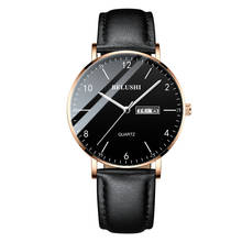 Повседневные Черные Мужские часы 2020 Топ Бренд Водонепроницаемые мужские наручные часы для мужчин часы Роскошный кожаный ремешок знаменитые часы 2024 - купить недорого