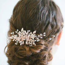 Bridal Hair Accessories Wedding Gold Color Metal Hair Comb Clip Flower Women Hair Jewelry Bridesmaid Pearl Rhinestone Headpiece 2024 - buy cheap