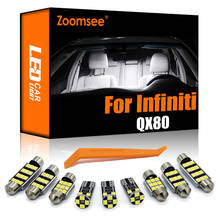 Zoomsee 13 шт. внутренний светодиодный для Infiniti QX80 2014-2019 Canbus автомобиль лампы в маскирующем колпаке для внутренних помещений чтения ствол светильник без ошибок комплект автомобильных ламп 2024 - купить недорого