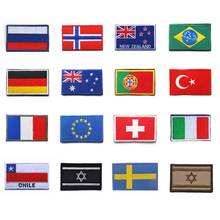 Patches bordados de bandeira nacionais, noruega, rússia, alemanha, itália, frança, suíça, austrália, israel 2024 - compre barato