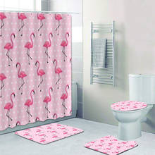 Cortina de ducha con pintura de flamencos tropicales para decoración del hogar, cortina de ducha femenina de flamenco rosa para baño, tapete para inodoro 2024 - compra barato