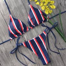 Navy Wind Striped Sexy Bikini Bikinis Swimsuit Brazilian Biquini Female Push Up Bathing Suit bikinis 2024 - buy cheap