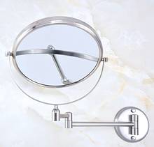 Brushed Nickel Double Sided Bathroom Folding Brass Shave Makeup Mirror Wall Magnifying Mirror Makeup Wba636 2024 - buy cheap