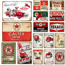 Texaco-Letreros metálicos de gasolina, Caltex RPM, póster de aceite de Motor, pegatina de pared, pintura artística Vintage, placa, gasolinera, tienda, decoración de garaje 2024 - compra barato