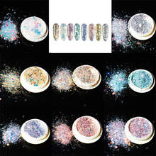 Holographic 3D Mermaid Sequins Nail Glitter Flakes Mixed Mirror Hexagon DIY Spangles Paillette Nail Art Decorations 10ML 2024 - buy cheap