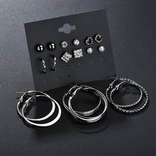9 Pairs Retro Metal Hoop Beads Pearl Rhinestone Drop Earrings Vintage Simple Pendent Earrings Set for Women Girls Ear Jewelry 2024 - buy cheap