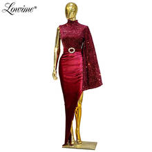 Vintage Wine Red One Shoulder Evening Dresses Velour Sexy High Split Side Mermaid Party Gowns 2020 Saudi Arabia Prom Dress 2024 - buy cheap