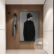 Cuadro moderno en blanco y negro para pared, lienzo artístico con gorro, imágenes de pared para sala de estar, carteles e impresiones, decoración 2024 - compra barato