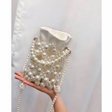 Fashion Handmade Pearls Handbags NEW Pearls Beading Bags for Women Vintage Evening Party Ladies Luxury Hollow Tote Shoulder Bags 2024 - buy cheap