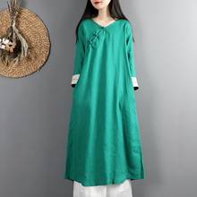 Cotton Linen Chinese Dress Qipao Ladies Robe Vintage Femme Cheongsam Cotton Linen Autumn Dresses Chinese Style Dress FF3054 2024 - buy cheap