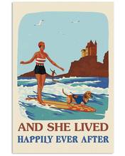 Art Tin Sign Retro She Lived Happily Surfing Girl Dachshund Poster Art Decor Home Metal Wall Panel 8x12 Inch 2024 - buy cheap