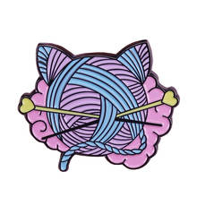 Cat Head Yarn Ball Brooch Kawaii Neko Kitty Enamel Pin cute kniting and crocheting jewelry 2024 - buy cheap