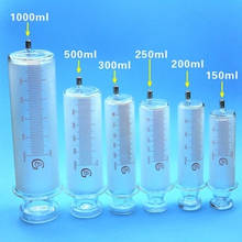 Jeringas de vidrio grandes, Extractor de muestras de vidrio, inyector de gran calibre, 150ml, 200ml, 250ml, 300ml, 500ml, 1000ml 2024 - compra barato