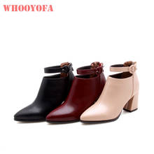 Hot New Winter Quality Breathable Beige Wine Red Women Ankle Boots Lady Party Shoes 3 inch Heels WK314 Plus Big Size 10 32 43 47 2024 - buy cheap