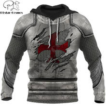 Moletom masculino armadura corrente com capuz, estampa 3d de cavaleiros templar harajuku, pulôver unissex cosplay 2024 - compre barato