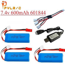 Upgrade 7.4V 600mAh 601844 Lipo Battery with USB charger for WLtoys K969 K979 K989 K999 P929 P939 RC Car Parts 2s 7.4v Battery 2024 - buy cheap