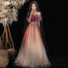 LAMYA 2022 Plus Size Lace Sashes Evening Dresses Burgundy Fashionable Prom Gown Elegant  Boat Neck Pleat Robe De Soiree 2024 - buy cheap