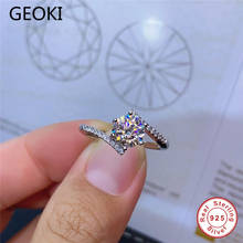 Geoki Passed Diamond Test 1 Ct Perfect Cut D Color VVS1 Moissanite Ring Luxury 925 Sterling Silver Shiny Wedding Rings for Women 2024 - buy cheap