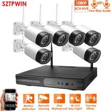 Sistema de cámaras CCTV inalámbrico, kit de videovigilancia de seguridad para exteriores, 6ch, 1080P, 2.0MP, IP, Audio bidireccional, impermeable 2024 - compra barato