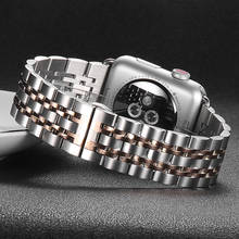 Correia de smart watch de aço inoxidável, pulseira para apple watch band, 44mm 40mm, iwatch band 42mm 38mm, bracelete de relógio para série 6 5 4 3 2 se 2024 - compre barato