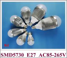 Алюминиевый светодиодный шар SMD5730, светодиодный шар-шар, глобус, светильник 3 Вт 5 Вт 7 Вт 9 Вт 12 Вт 15 Вт 18 Вт AC85-265V E27, высокое качество, яркий 2024 - купить недорого
