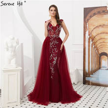 Dubai Wine Red Crystal Beading Evening Dresses 2021 Backless Sexy Mermaid Fromal Evening Gowns Serene Hill LA60805 2024 - buy cheap