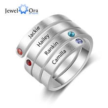 Personalized Stainless Steel Stackable Rings for Women Engrave Name Ring with 4 Birthstones Custom Family Gift (RI103803) 2024 - buy cheap