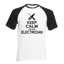 Camiseta con estampado de letras para hombre, camisa de construcción con mensaje "Keep Calm I'm An electricista", corta, a la moda, talla europea 2024 - compra barato