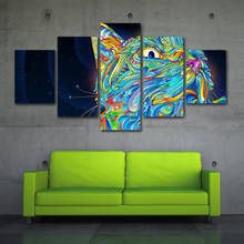 Lona hd impresso casa moderna decorativa 5 painel aquarela animais cartaz pintura da arte parede quadro modular sala de estar 2024 - compre barato