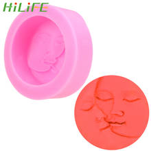 Hilife molde de silicone para chocolate, faça você mesmo, molde para sabonete, forma redonda, face da lua do sol, ferramentas de decoração do bolo, utensílio de cozimento 2024 - compre barato