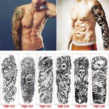 Большой рукав на руку, временные часы с татуировкой, череп розы, карп, японская гейша для мужчин и женщин, имитация татуировок, наклейки 2024 - купить недорого