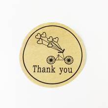 Etiqueta de sello de papel Kraft redondo, corazón de bicicleta romántica, pegatinas de agradecimiento, suministros de Material de Etiqueta de Embalaje, 100 Uds. Por lote 2024 - compra barato