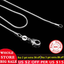 LMNZB-collar de plata de ley 925 auténtica para mujer, gargantilla de cadena de serpiente, fina, fina, de 1MM/2MM, 40cm-60cm, LX01/02 2024 - compra barato