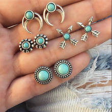 New Jewelry Earrings Retro Geometric Horns Crescent Arrow  Round Four-piece Earrings Wholesale Earrings For Women 2024 - buy cheap