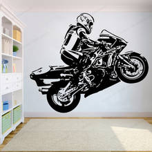 Motorcross estilo livre decalque da parede da motocicleta adesivo de parede vinil motocicletas decoração da parede esporte meninos quarto arte mural hj433 2024 - compre barato