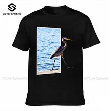 Heron T-Shirt Classic Cute 100 Cotton T Shirt Print Short-Sleeve Tshirt Men Oversized 2024 - buy cheap