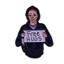 Free hugs from Michael Myers badge fun sarcastic novelty Halloween addition 2024 - buy cheap