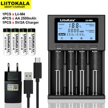 NEW LiitoKala Lii-M4 18650 li ion battery Smart Charger Test capacity + 4pcs AA 1.2V NiMH 2500mAh Rechargeable batteries 2024 - buy cheap